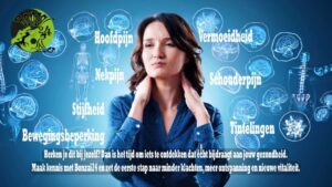 Massage in Amersfoort bij Bonzai24 voor nek- en schouderklachten, vrouw met pijn in nek en symptomen zoals hoofdpijn, vermoeidheid en tintelingen – professionele ontspanningsmassage en klachtgerichte therapie
